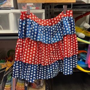 Queen of Sparkles Red White & Blue Star Ruffle Skort